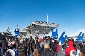 The USS Gerald R. Ford Returns From Deployment In Norfolk, VA