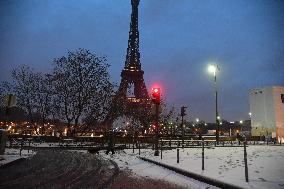 Streets Of Paris Covered With A Snow Blanket