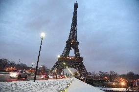 Streets Of Paris Covered With A Snow Blanket