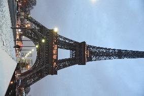 Streets Of Paris Covered With A Snow Blanket