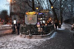 Streets Of Paris Covered With A Snow Blanket