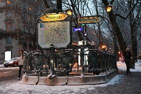 Streets Of Paris Covered With A Snow Blanket