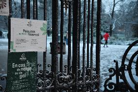 Streets Of Paris Covered With A Snow Blanket