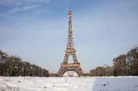 Streets Of Paris Covered With A Snow Blanket