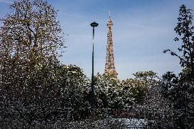 Streets Of Paris Covered With A Snow Blanket