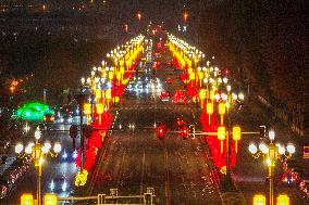 Red Lanterns Fill A Street in Changchun