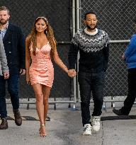 Chrissy Teigen And John Legend At Jimmu Kimmel - LA