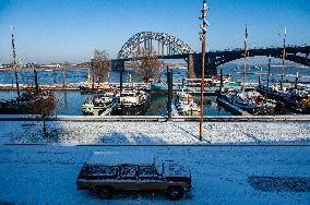 Winter Landscapes In Nijmegen, Netherlands.