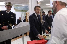 Macron Lunches At The Mess - Cherbourg
