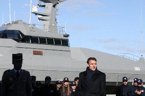 Macron Visits CMN - Cherbourg