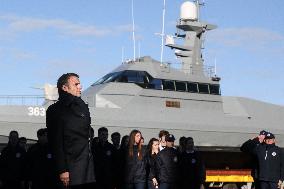 Macron Visits CMN - Cherbourg