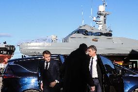 Macron Visits CMN - Cherbourg