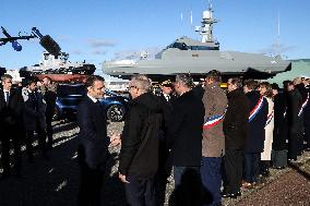 Macron Visits CMN - Cherbourg