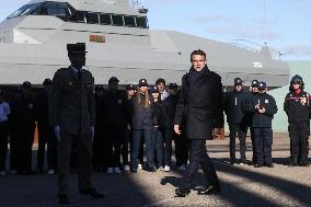 Macron Visits CMN - Cherbourg