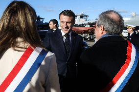 Macron Visits CMN - Cherbourg