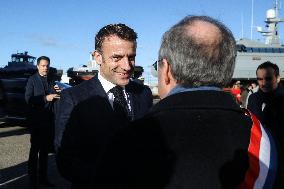 Macron Visits CMN - Cherbourg