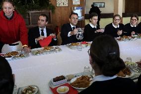 Macron Lunches At The Mess - Cherbourg