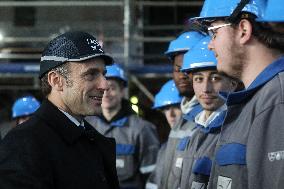 Macron Visits CMN - Cherbourg