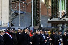 Macron Visits CMN - Cherbourg