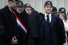 Macron Visits CMN - Cherbourg