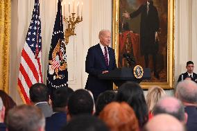 US President Joe Biden Delivers Remarks At White House Event And Talks To The Media