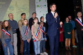 Prime Minister Gabriel Attal Visit To Rhone Department