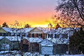 Sunset On A Cold Winter Evening In Toronto