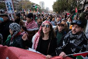 Protest In Barcelona In Solidarity With Palestine.