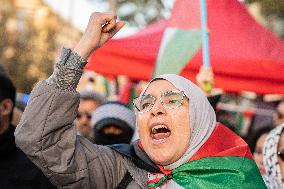 Protest In Barcelona In Solidarity With Palestine.