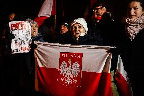 Free Poles Protest In Krakow, Poland