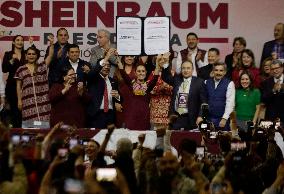 Claudia Sheinbaum Is Sworn In And Receives Declaration As Sole Candidate For The Presidency Of Mexico For The MORENA Party.