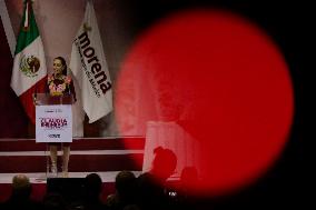 Claudia Sheinbaum Is Sworn In And Receives Declaration As Sole Candidate For The Presidency Of Mexico For The MORENA Party.