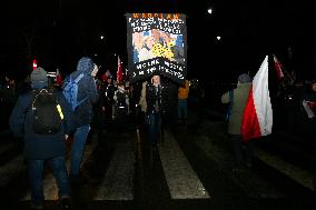 Protest Of Free Poles In Warsaw