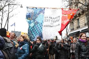Protest Over Immigration Law - Paris