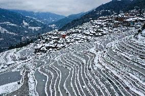 Jiapang Terraces Snow Scenery