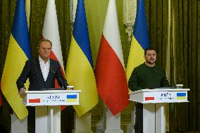 Ukrainian President Volodymyr Zelenskiy Meets With Polish Prime Minister Donald Tusk In Kyiv