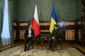 Ukrainian President Volodymyr Zelenskiy Meets With Polish Prime Minister Donald Tusk In Kyiv