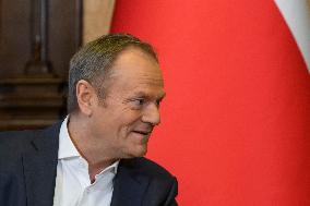 Ukrainian President Volodymyr Zelenskiy Meets With Polish Prime Minister Donald Tusk In Kyiv