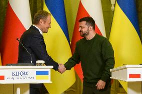 Ukrainian President Volodymyr Zelenskiy Meets With Polish Prime Minister Donald Tusk In Kyiv
