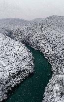 The Rime Scenery Along The Banks of the Grand Canyon in Qiandongnan