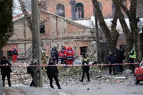 Aftermath of morning rocket attack on Kyiv