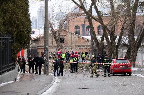 Aftermath of morning rocket attack on Kyiv