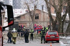 Aftermath of morning rocket attack on Kyiv