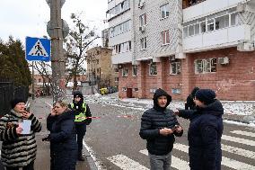 Aftermath of morning rocket attack on Kyiv