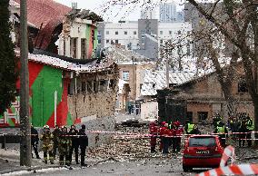 Aftermath of morning rocket attack on Kyiv