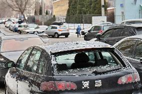 Aftermath of morning rocket attack on Kyiv