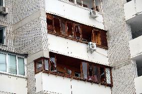 Aftermath of morning rocket attack on Kyiv