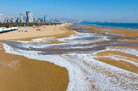 Ice and Snow Intertwine With The Sea in Qingdao