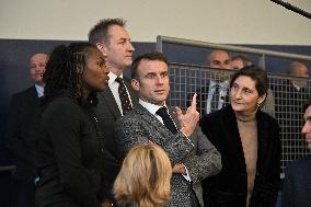 Macron Visits INSEP - Paris