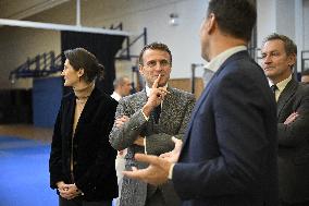 Macron Visits INSEP - Paris